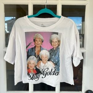 Golden Girls White 'Stay Golden' Graphic T-Shirt XL Crop